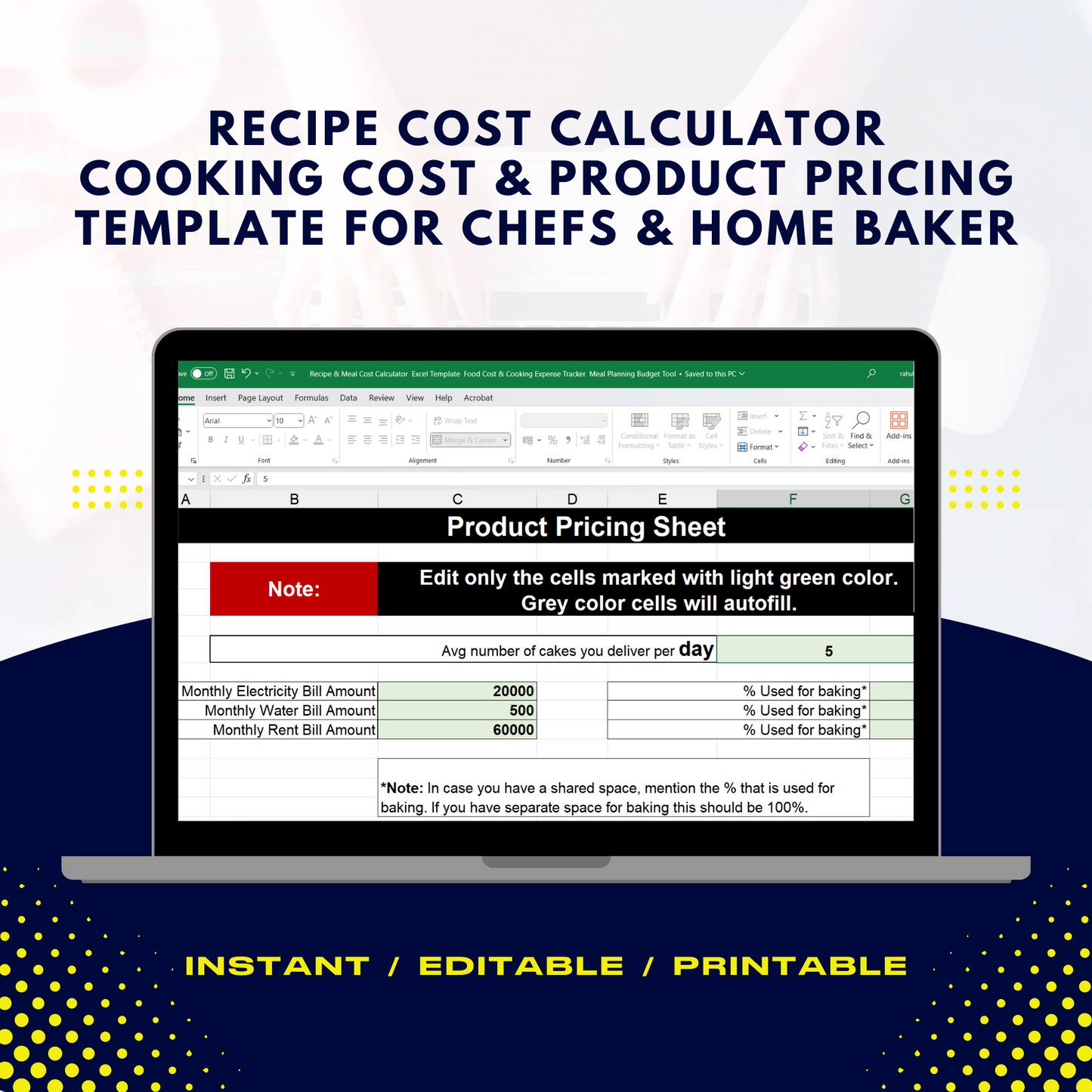 Ultimate Recipe Cost Calculator | Food Costing & Product Pricing Template